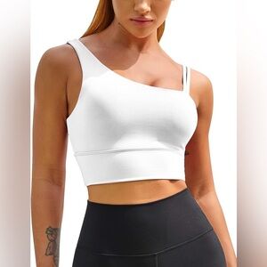 White asymmetrical bra tank